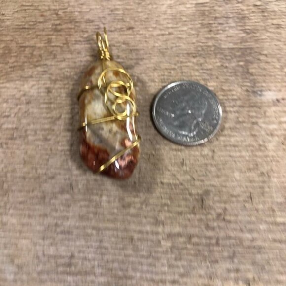 Natural Jasper Wire Wrapped Necklace Pendant - Picture 2 of 4